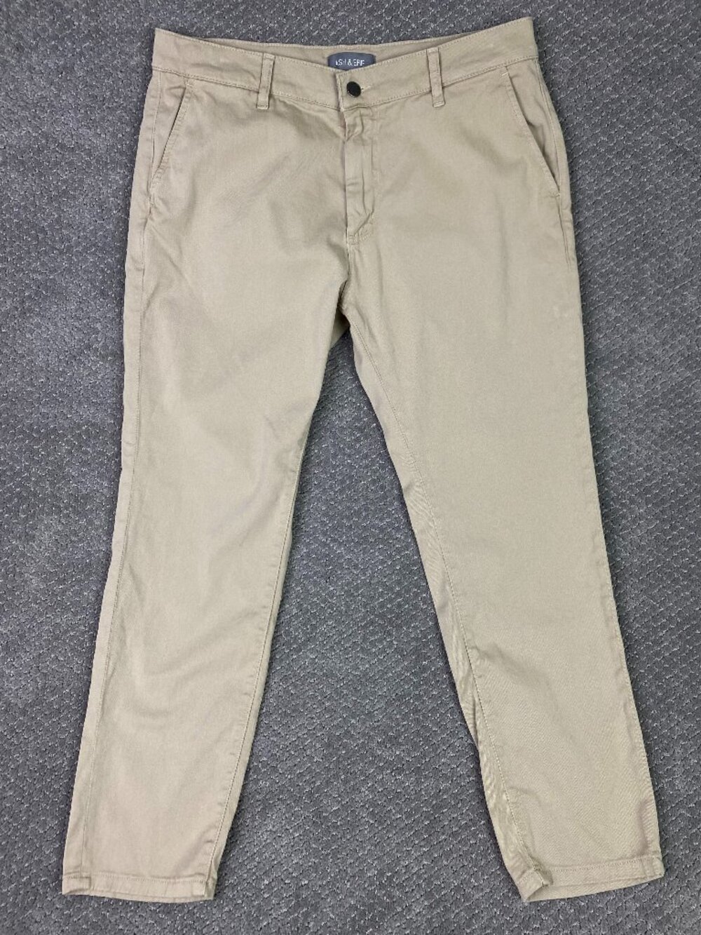 Ash & Erie Pants Men's 34 x 28 Fit 33 x 27 Chino Khaki Tan Stretch Preppy and